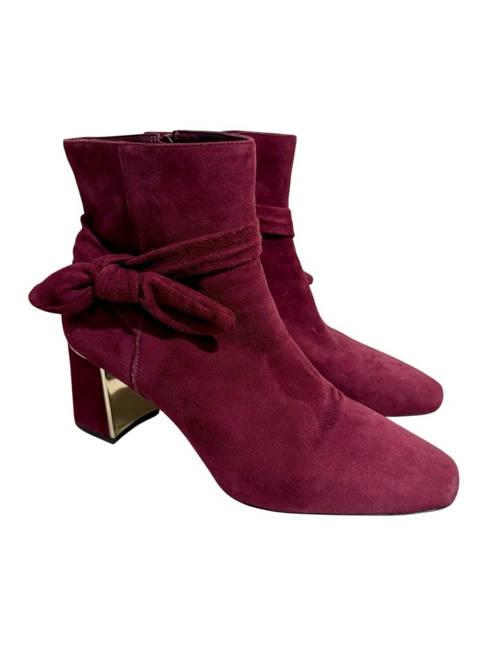 Alex Marie Velvet Suede Ankle Booties Leather Heels Fall Boots Shoes Size 9.5